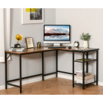 L-Shape Computer Desk Vintage Industrial Workstation Large Corner Rustic Storage