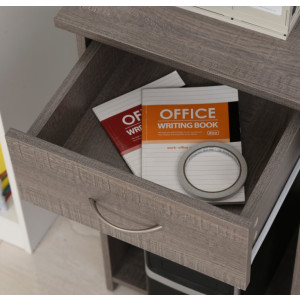 Corner Computer Desk Modern Kids Workstation Grey Storage Shelf Drawer Study PC Table - Image 4
