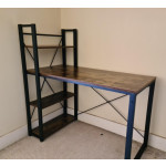Rustic Computer Desk Vintage Industrial Storage Table Metal Office Bookcase Shelf