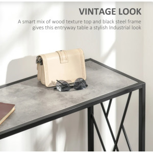 Large Console Table Vintage Industrial Grey Metal Hallway Entryway Sofa End Desk - Image 3