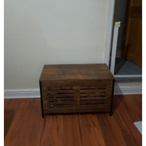 Industrial Storage Box Rustic Shoe Cabinet Vintage Hallway Bench Trunk Toy Chest - Image 3