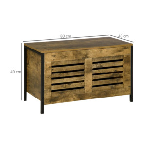 Industrial Storage Box Rustic Shoe Cabinet Vintage Hallway Bench Trunk Toy Chest - Image 4