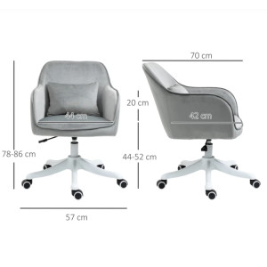 Grey Velvet Vanity Chair Swivel Tub Dressing Table Stool Massage Office Desk Armchair - Image 6