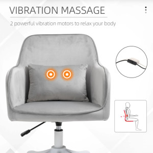 Grey Velvet Vanity Chair Swivel Tub Dressing Table Stool Massage Office Desk Armchair - Image 4