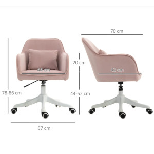 Pink Velvet Vanity Chair Swivel Tub Dressing Table Stool Massage Office Desk Armchair - Image 4