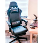 Racing Gaming Desk Black Swivel Home Office Work Desk Executive Faux Leather Seat