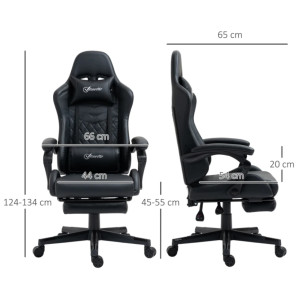 Racing Gaming Desk Black Swivel Home Office Work Desk Executive Faux Leather Seat - Image 3