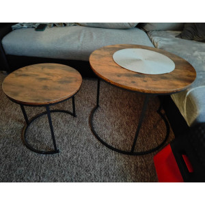 Rustic Nest of Tables Vintage Industrial Nesting Coffee Table Set 2 Sofa Side End Plant Stand - Image 3