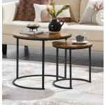 Rustic Nest of Tables Vintage Industrial Nesting Coffee Table Set 2 Sofa Side End Plant Stand