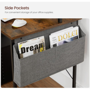 Small Computer Desk Rustic Storage Workstation Vintage Industrial Writing Office Table - Image 4