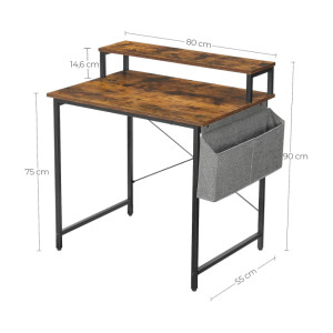 Small Computer Desk Rustic Storage Workstation Vintage Industrial Writing Office Table - Image 5