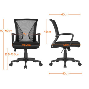 Office Computer Chair Adjustable Swivel Black Mesh Ergonomic Gaming PC Table - Image 7