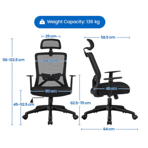 Ergonomic Office Chair Adjustable Swivel Computer Seat Mesh Headrest Back Support - Image 4