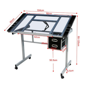 Adjustable Drawing Table Metal Storage Drafting Desk Compact Craft Artist Workspace - Image 5
