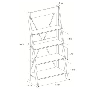 Rustic Ladder Bookcase Vintage Industrial Style Display Storage Cabinet Shelf Unit - Image 4