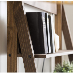 Rustic Ladder Bookcase Vintage Industrial Style Display Storage Cabinet Shelf Unit - Image 5