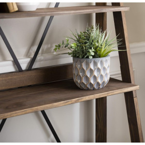 Rustic Ladder Bookcase Vintage Industrial Style Display Storage Cabinet Shelf Unit - Image 6
