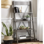 Rustic Ladder Bookcase Grey Vintage Industrial Style Display Storage Cabinet Shelf Unit