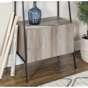 Tall Industrial Bookcase Rustic Grey Ladder Shelf Display Storage Cabinet Shelf Cupboard - Image 3