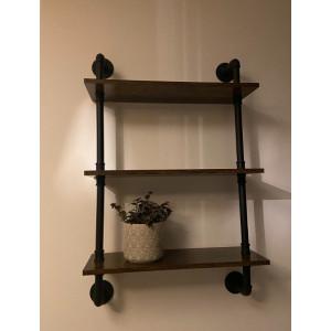 Wall Shelving Unit Vintage Industrial Style 3 Tier Metal Pipe Storage Display Cabinet - Image 5