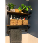 Wall Shelving Unit Vintage Industrial Style Metal Pipe Towel Rack Storage Display Cabinet