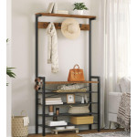 Industrial Coat Stand Rustic Metal Show Storage Cabinet Vintage Hall Tree Shelf Hooks Unit