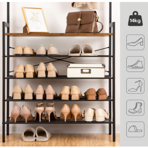 Industrial Coat Stand Rustic Metal Show Storage Cabinet Vintage Hall Tree Shelf Hooks Unit - Image 3