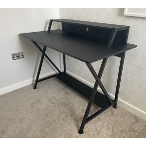 Racing Gaming Desk Black Metal Computer PC Laptop Workstation Writing Table Monitor Stand - Image 2