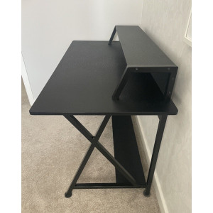 Racing Gaming Desk Black Metal Computer PC Laptop Workstation Writing Table Monitor Stand - Image 3