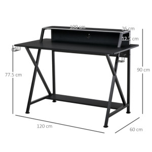 Racing Gaming Desk Black Metal Computer PC Laptop Workstation Writing Table Monitor Stand - Image 6