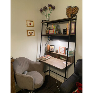 Industrial Ladder Desk Vintage Office Shelf Rustic Metal Large Computer Table - Image 2