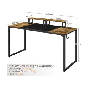 Rustic Computer Desk Vintage Industrial Monitor Stand Large Metal PC Office Workstation - Image 5