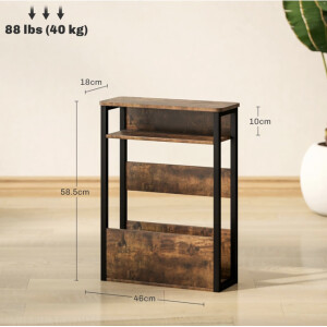 Narrow Side Table Small Rustic Slim Sofa End Vintage Industrial Storage Coffee Unit - Image 7