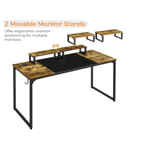 Rustic Computer Desk Vintage Industrial Monitor Stand Large Metal PC Office Workstation - Image 6