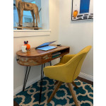 Rustic Computer Desk Vintage Industrial Writing Table Solid Wood Metal Office Workstation
