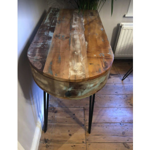 Rustic Computer Desk Vintage Industrial Writing Table Solid Wood Metal Office Workstation - Image 3