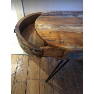 Rustic Computer Desk Vintage Industrial Writing Table Solid Wood Metal Office Workstation - Image 4