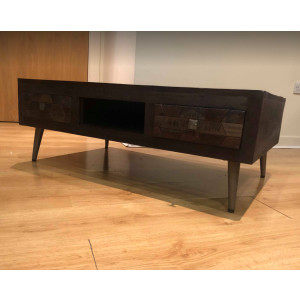 Rustic Coffee Table Vintage Industrial Storage Shelf Drawer Solid Wood Farmhouse Unit - Image 4