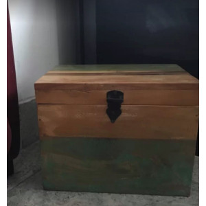 Rustic Storage Box Solid Wood Blanket Room Trunk Vintage Industrial Treasure Chest Lid - Image 3