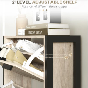 Tall Shoe Cabinet Rustic Storage Cupboard Industrial Narrow Entryway Shelf Unit - Image 5