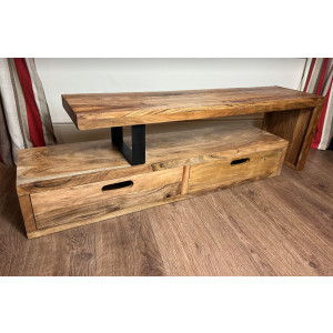 Rustic TV Stand Large Media Cabinet Unit Wooden Storage Drawers Vintage Industrial Shelves - Image 4