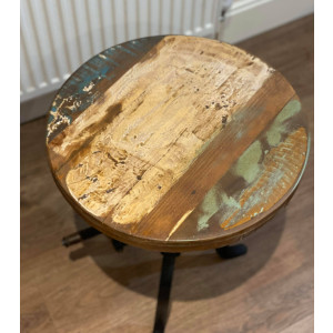 Industrial Side Table Vintage Retro Adjustable End Coffee Small Round Cast Iron Plant Stand - Image 4