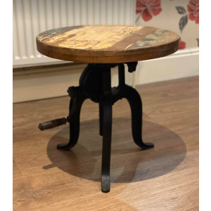 Industrial Side Table Vintage Retro Adjustable End Coffee Small Round Cast Iron Plant Stand - Image 3