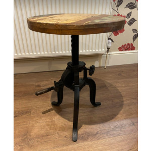 Industrial Side Table Vintage Retro Adjustable End Coffee Small Round Cast Iron Plant Stand - Image 2