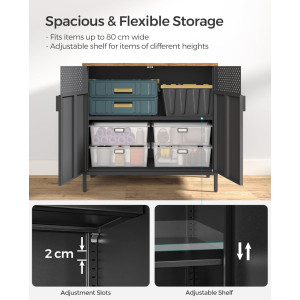 Metal Side Cabinet Vintage Industrial Storage Cupboard Rustic Shelf Sideboard - Image 5