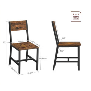 Industrial Dining Chairs Rustic Metal Set 2 Chair Vintage Retro Kitchen Seat - Image 4