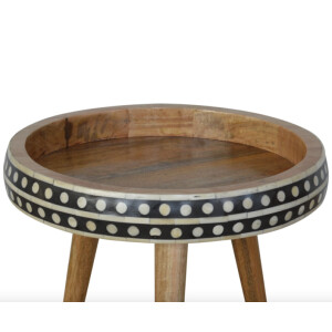 Rustic Side Table Small Round Coffee End Nordic Solid Wood Plant Lamp Stand - Image 4
