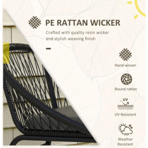 Metal Garden Bistro Set Outdoor Deck Rattan Furniture 2 Seat Chairs Coffee Table - Image 4