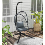Hanging Swing Chair Garden Patio Furniture Grey Swivel Egg Seat Deck Metal Stand