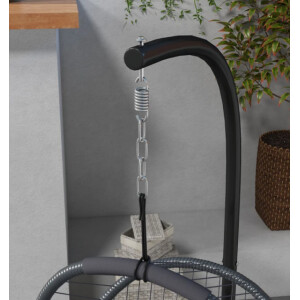 Hanging Swing Chair Garden Patio Furniture Grey Swivel Egg Seat Deck Metal Stand - Image 4